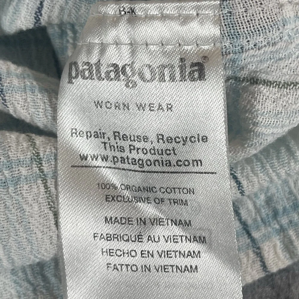 Patagonia Puckerware Men's Medium Short Sleeve Shirt Organic Cotton Seersucker